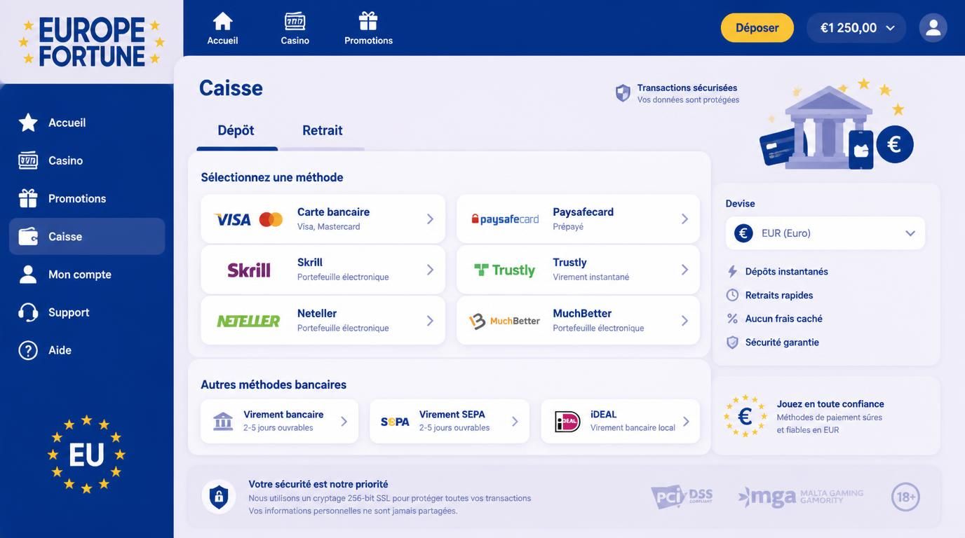 Options de paiement adaptées aux joueurs français